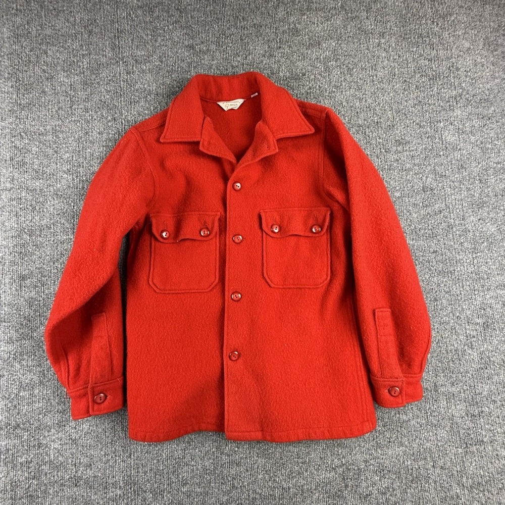 Vintage Boy Scouts Of America Jacket Boys 8-10 Red Wool Uniform Official Coat